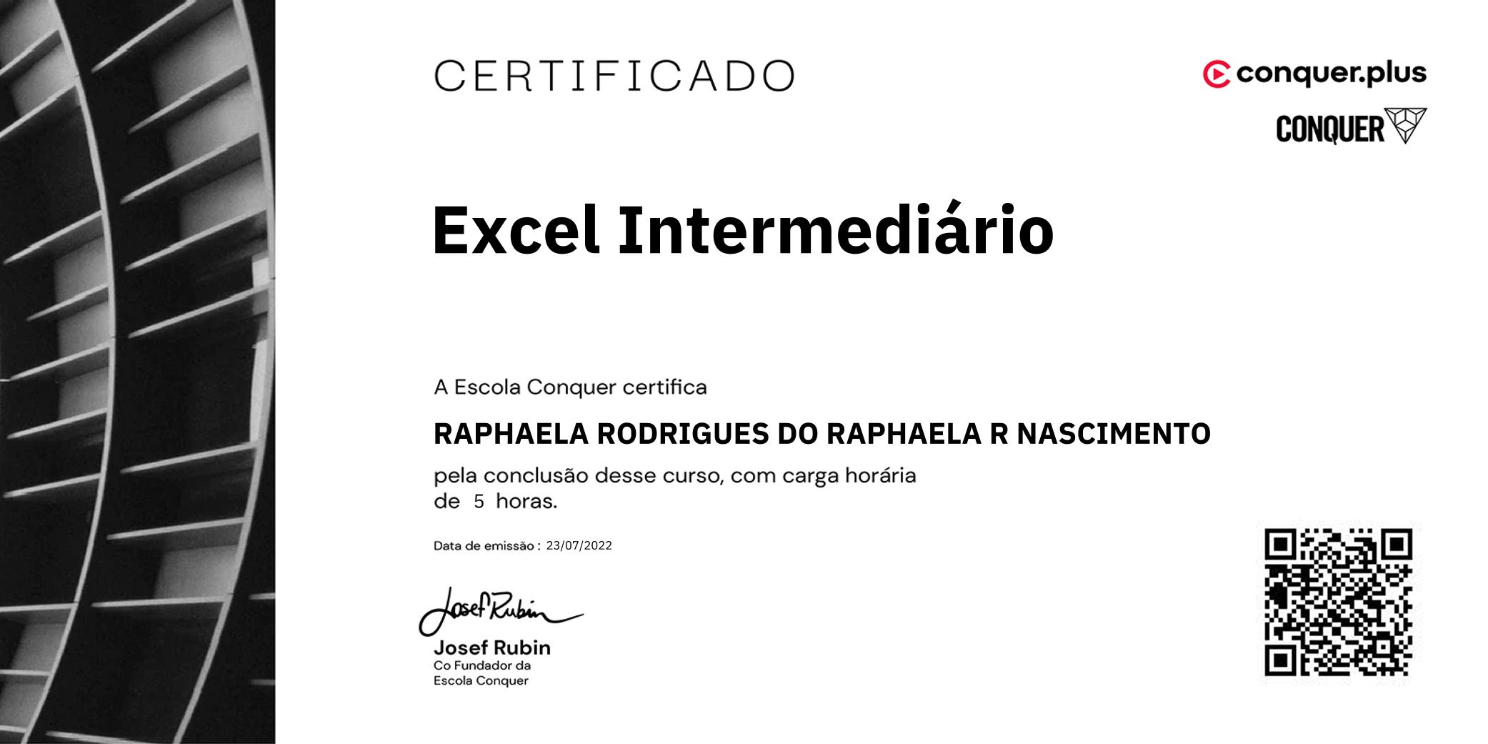 Certificado de Excel Intermediário